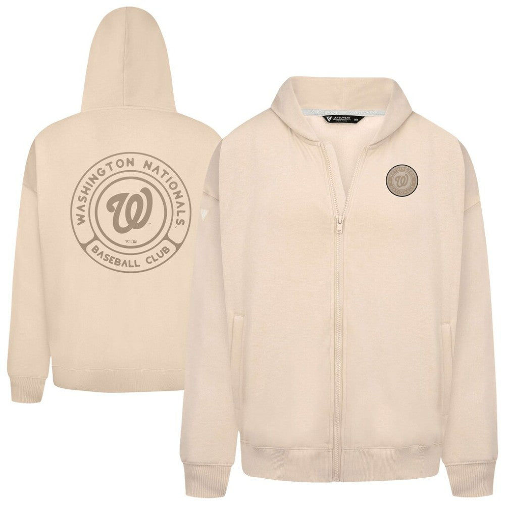 Washington Nationals Levelwear Uphill Oversized Full-Zip Hoodie - Khaki Hoodies