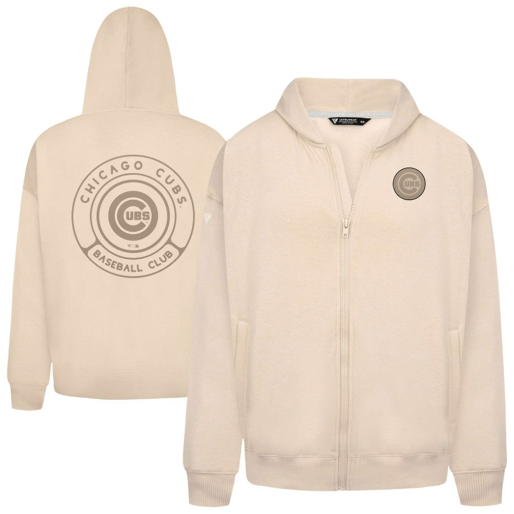 Chicago Cubs Levelwear Uphill Oversized Full-Zip Hoodie - Khaki Hoodies