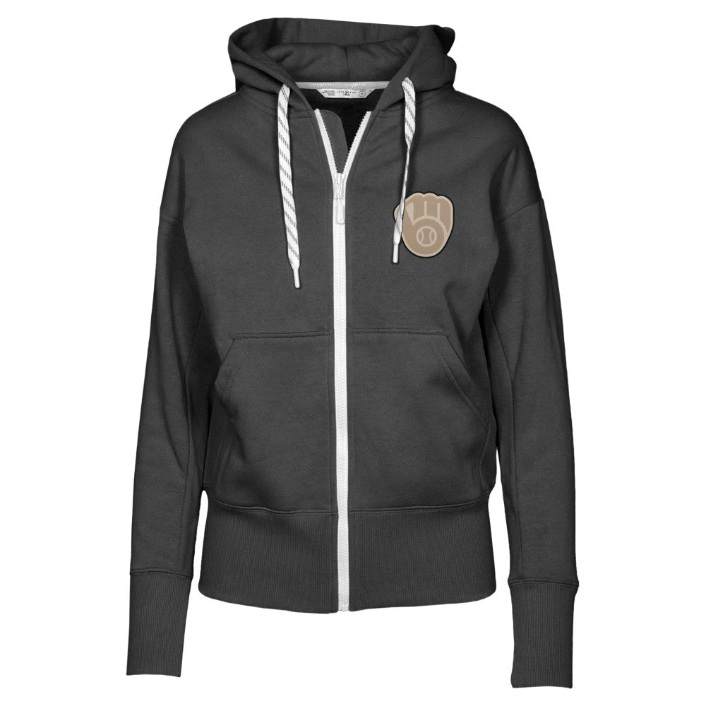 Milwaukee Brewers Levelwear Women's Gardinia Full-Zip Hoodie - Black Hoodies