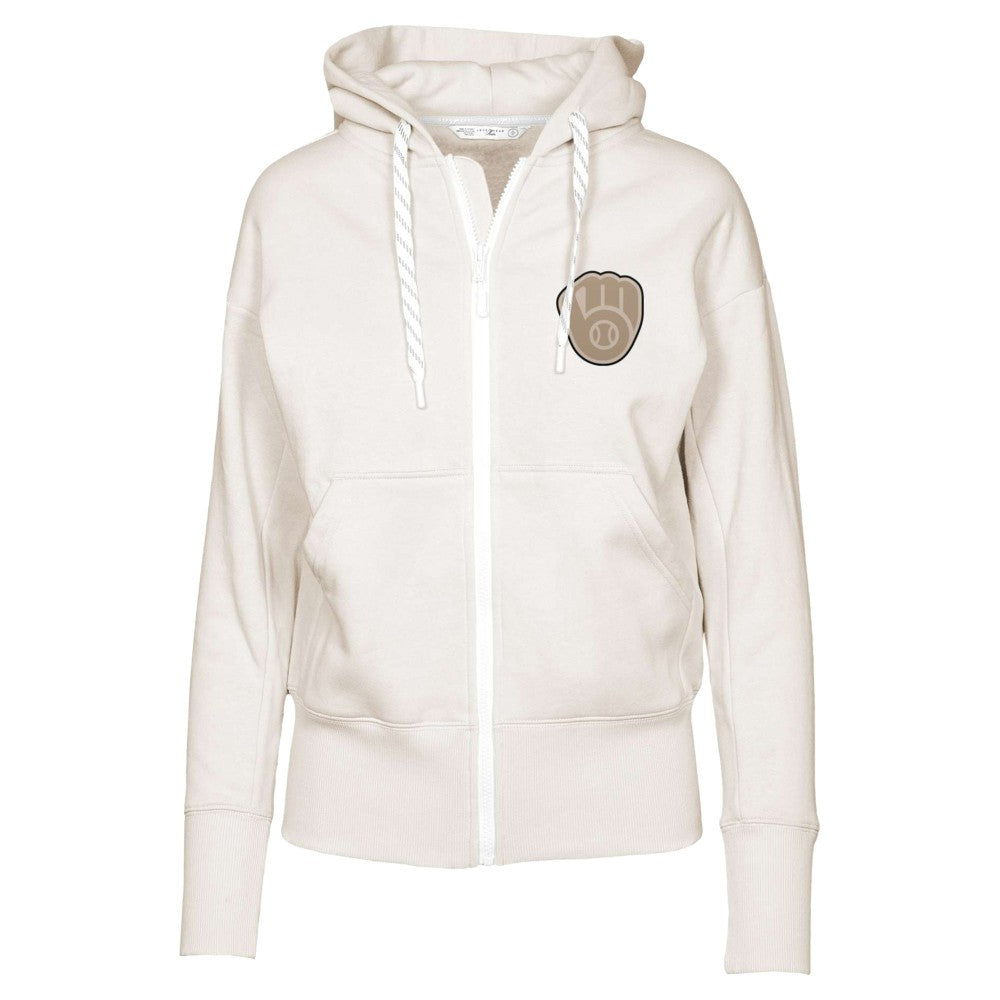 Milwaukee Brewers Levelwear Women's Gardinia Full-Zip Hoodie - Khaki Hoodies