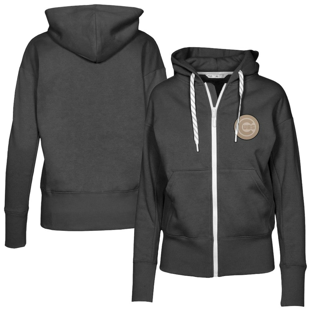Chicago Cubs Levelwear Women's Gardinia Full-Zip Hoodie - Black Hoodies