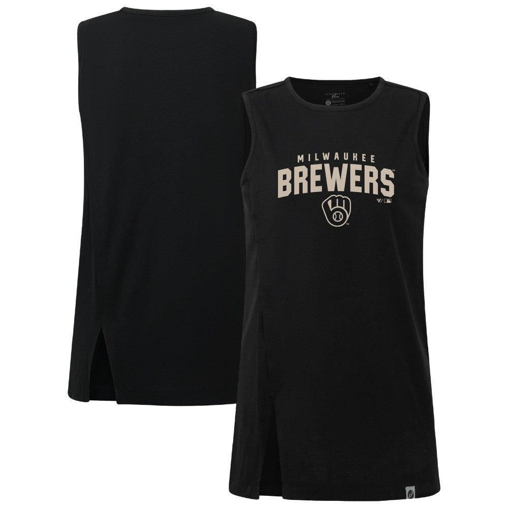 Milwaukee Brewers Levelwear Women's Influx Team Arch Tank Top - Black Tanks