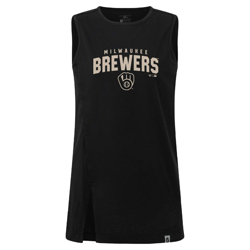 Milwaukee Brewers Levelwear Women's Influx Team Arch Tank Top - Black Tanks