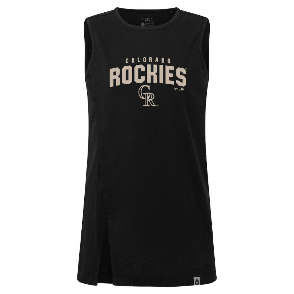 Colorado Rockies Levelwear Women's Influx Team Arch Tank Top - Black Tanks