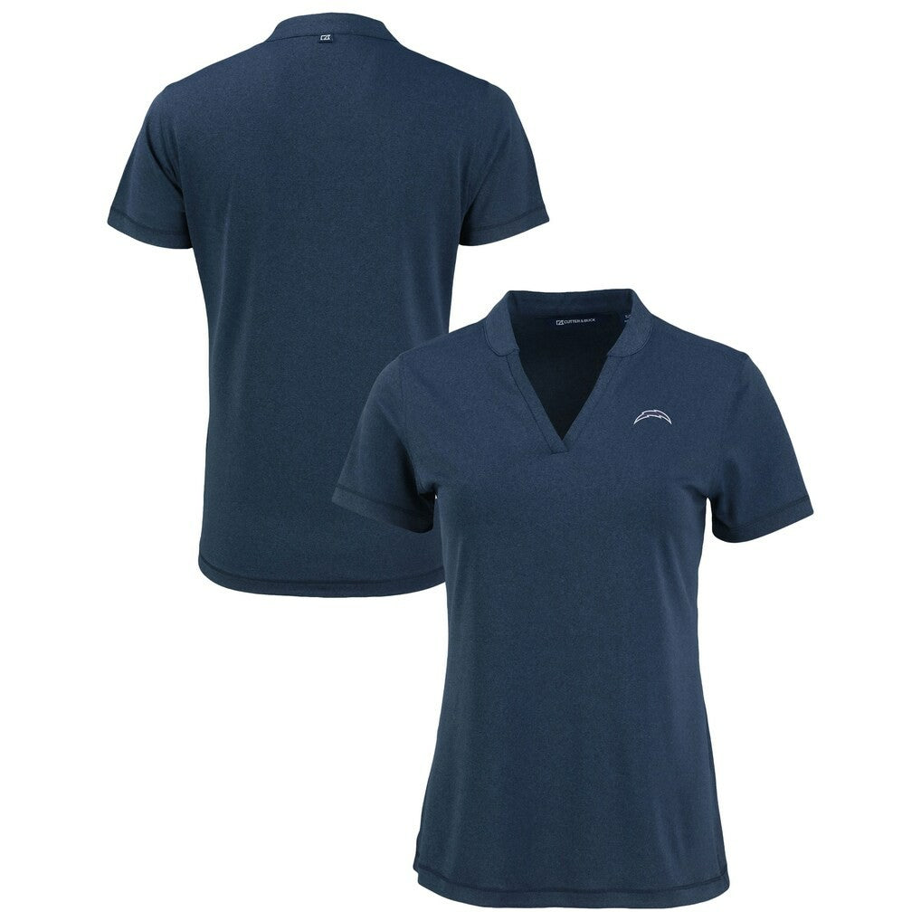Los Angeles Chargers Cutter & Buck Women's Forge Stretch Blade DryTec V-Neck Polo - Heather Navy
