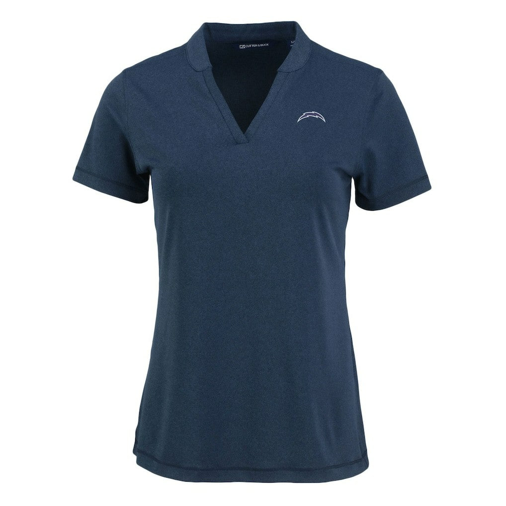 Los Angeles Chargers Cutter & Buck Women's Forge Stretch Blade DryTec V-Neck Polo - Heather Navy