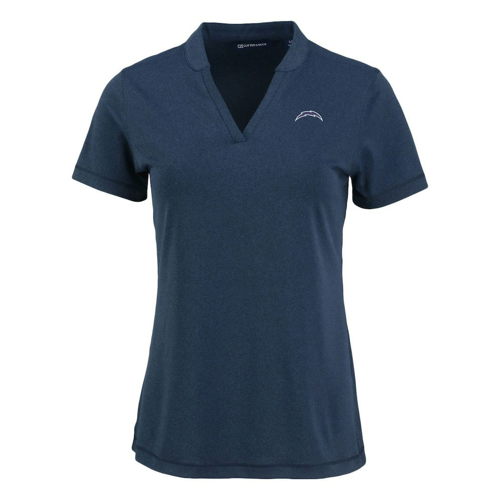 Los Angeles Chargers Cutter & Buck Women's Forge Stretch Blade DryTec V-Neck Polo - Heather Navy