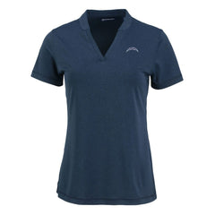 Los Angeles Chargers Cutter & Buck Women's Forge Stretch Blade DryTec V-Neck Polo - Heather Navy