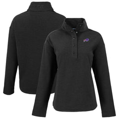Buffalo Bills Cutter & Buck Women's Hunts Point Eco Half-Snap Sweatshirt - Black Sweatshirts