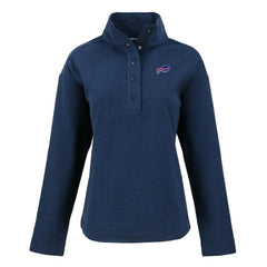 Buffalo Bills Cutter & Buck Women's Hunts Point Eco Half-Snap Sweatshirt - Navy Sweatshirts