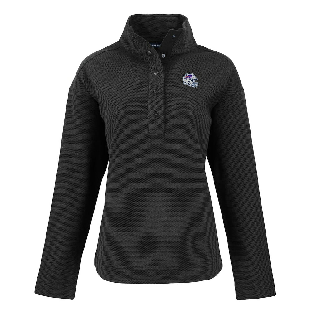 Buffalo Bills Cutter & Buck Women's Hunts Point Eco Half-Snap Sweatshirt - Black Sweatshirts
