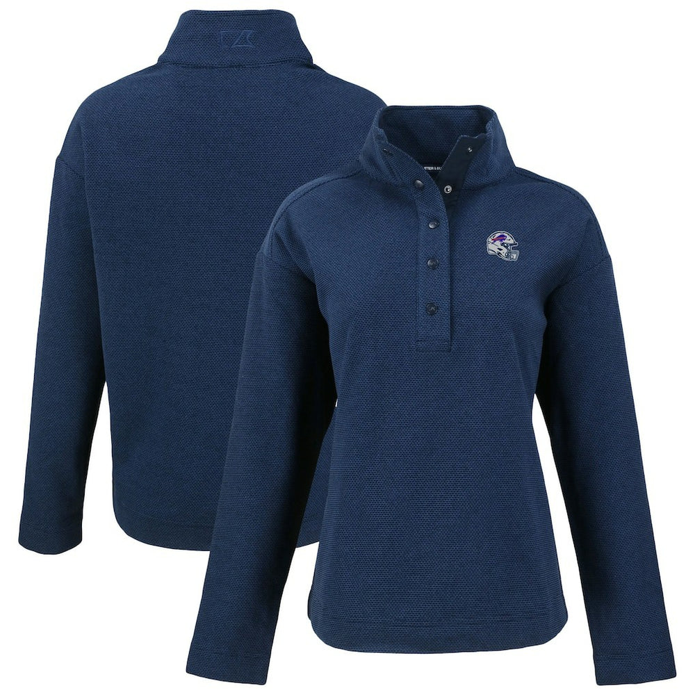 Buffalo Bills Cutter & Buck Women's Hunts Point Eco Half-Snap Sweatshirt - Navy Sweatshirts