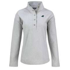 Carolina Panthers Cutter & Buck Women's Hunts Point Eco Half-Snap Sweatshirt - Gray Sweatshirts