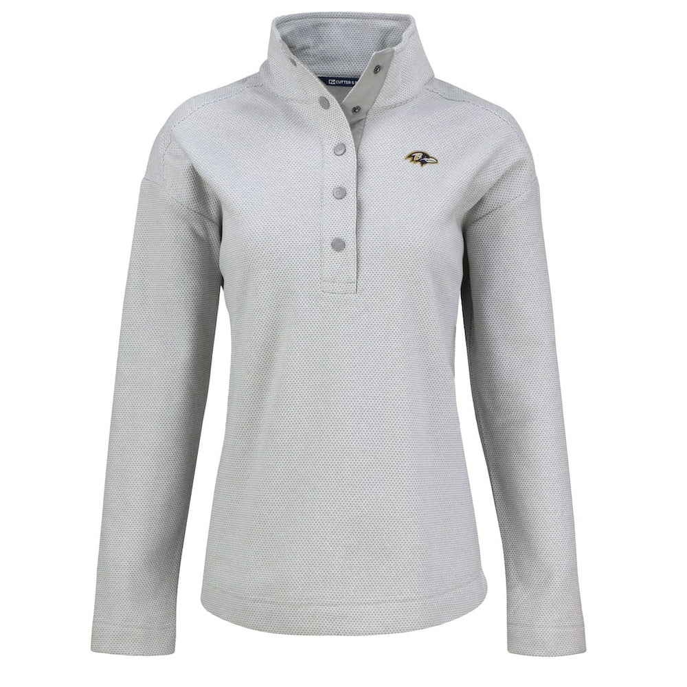 Baltimore Ravens Cutter & Buck Women's Hunts Point Eco Half-Snap Sweatshirt - Gray Sweatshirts