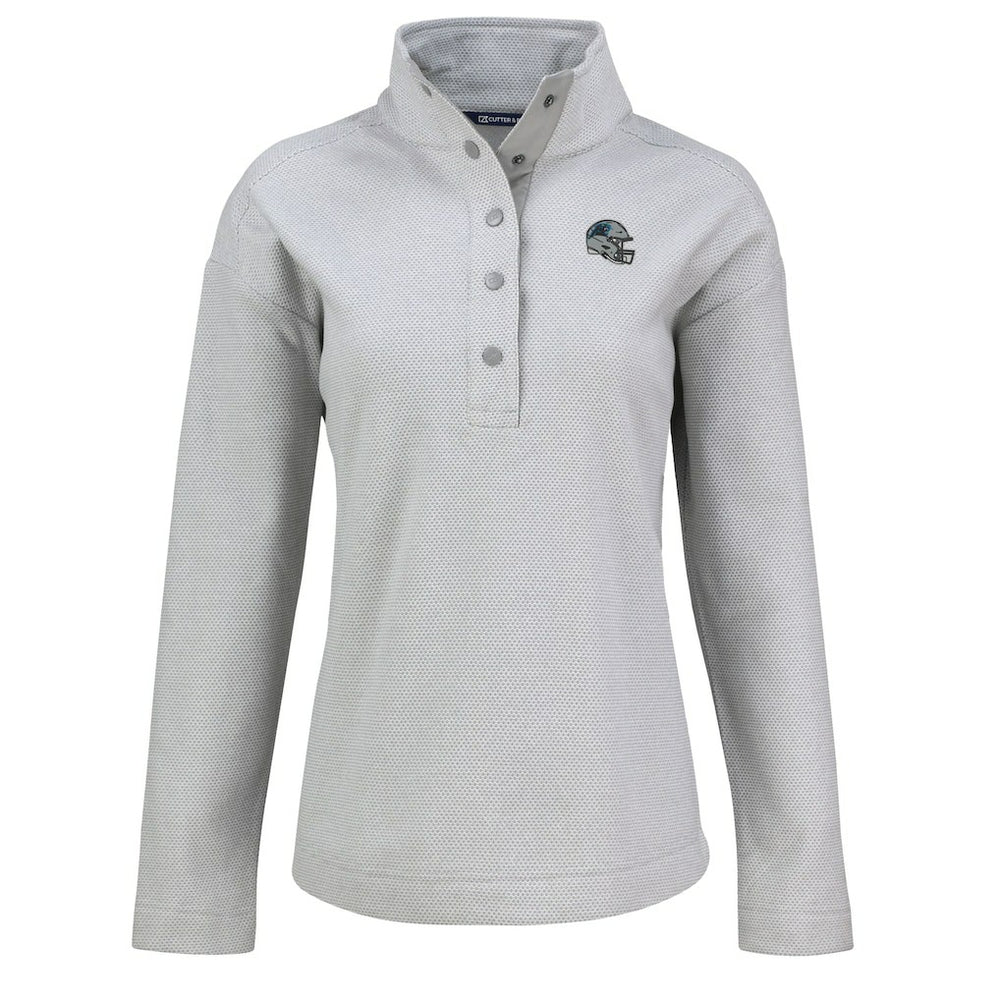 Carolina Panthers Cutter & Buck Women's Hunts Point Eco Half-Snap Sweatshirt - Gray Sweatshirts