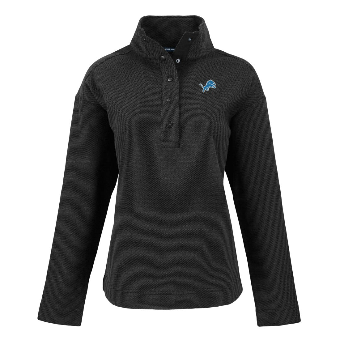 Detroit Lions Cutter & Buck Women's Hunts Point Eco Half-Snap Sweatshirt - Black Sweatshirts