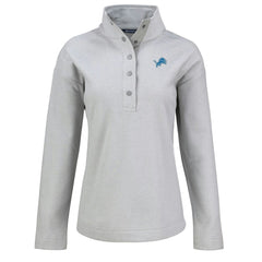 Detroit Lions Cutter & Buck Women's Hunts Point Eco Half-Snap Sweatshirt - Gray Sweatshirts