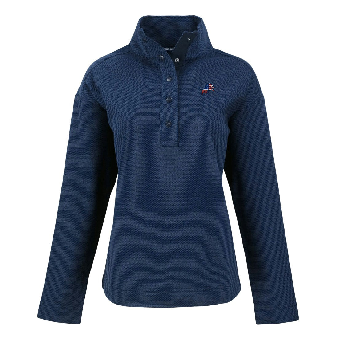 Detroit Lions Cutter & Buck Women's Hunts Point Eco Half-Snap Sweatshirt - Navy Sweatshirts