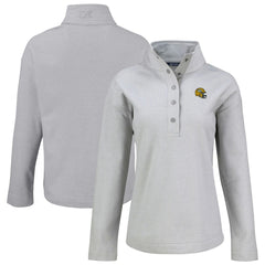 Green Bay Packers Cutter & Buck Women's Hunts Point Eco Half-Snap Sweatshirt - Gray Sweatshirts
