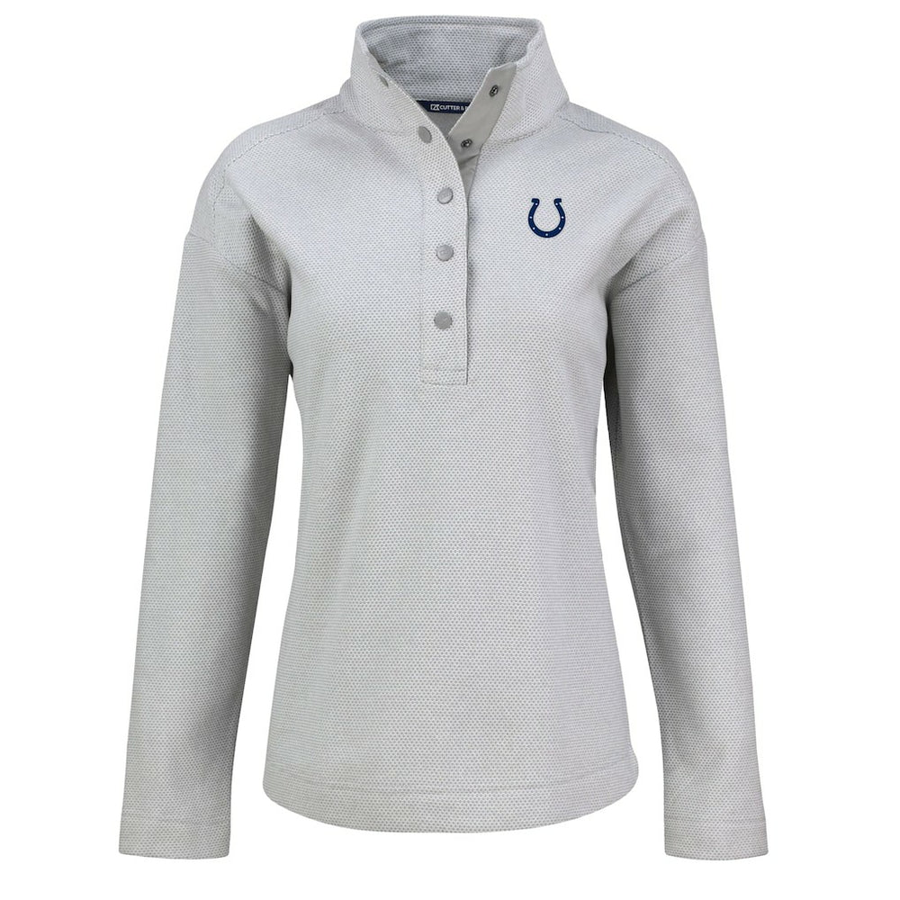 Indianapolis Colts Cutter & Buck Women's Hunts Point Eco Half-Snap Sweatshirt - Gray Sweatshirts