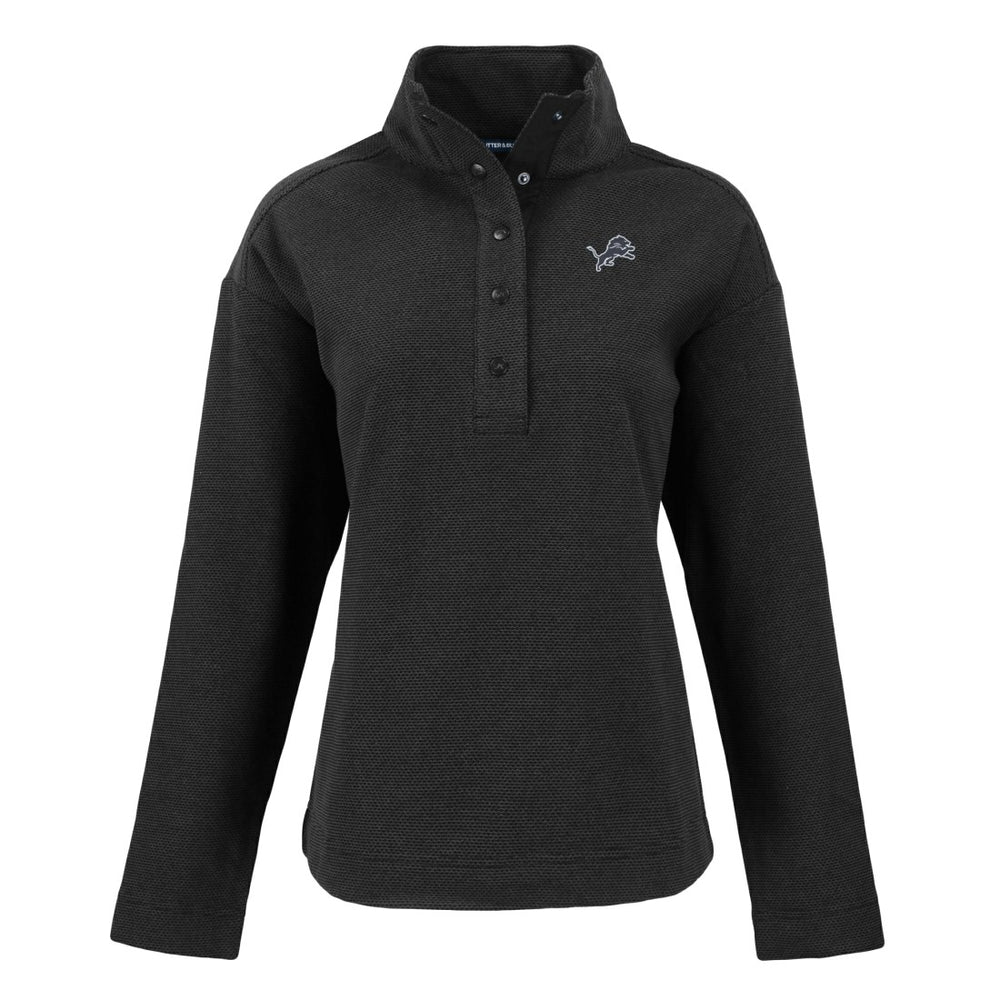 Detroit Lions Cutter & Buck Women's Hunts Point Eco Half-Snap Sweatshirt - Black Sweatshirts