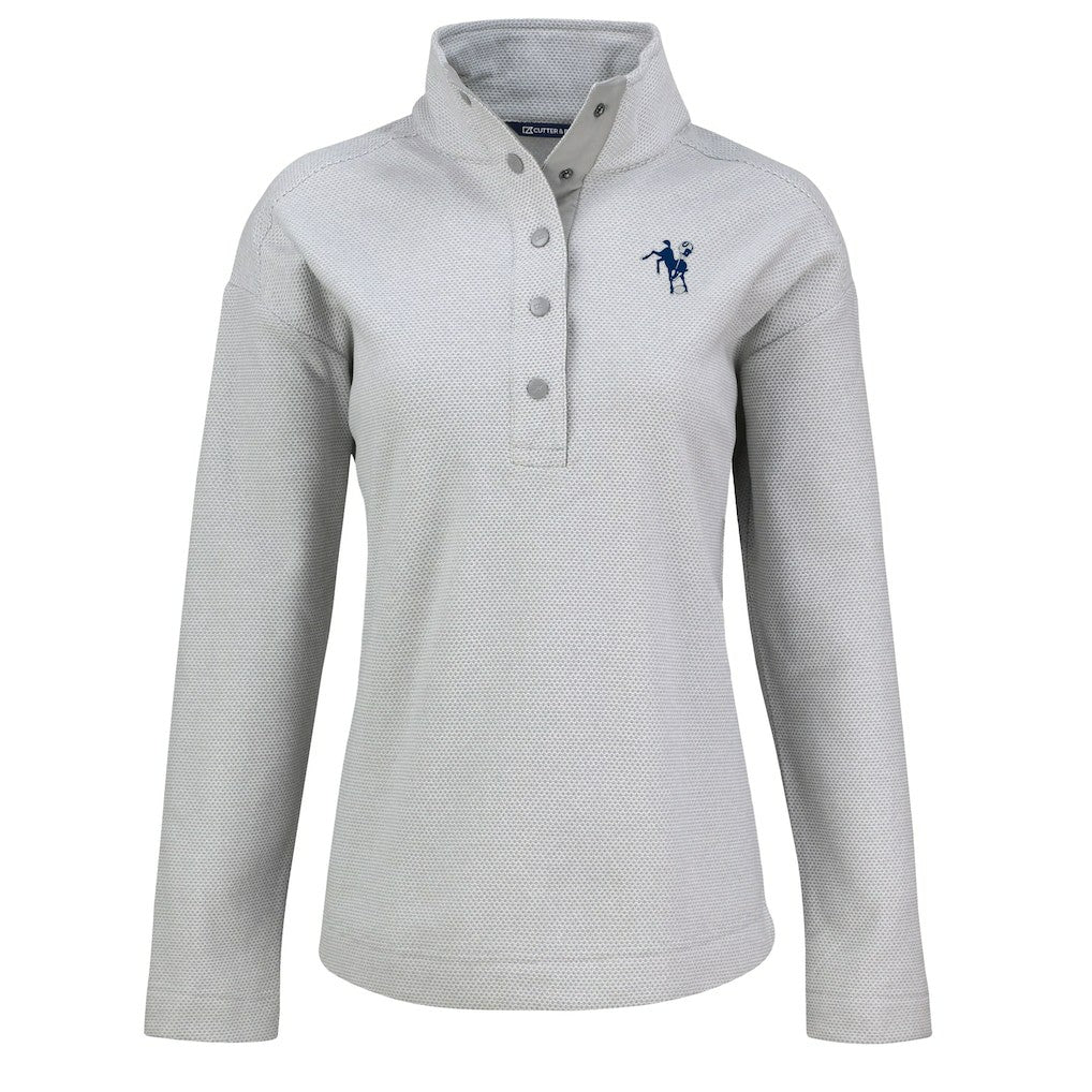 Indianapolis Colts Cutter & Buck Women's Hunts Point Eco Half-Snap Sweatshirt - Gray Sweatshirts