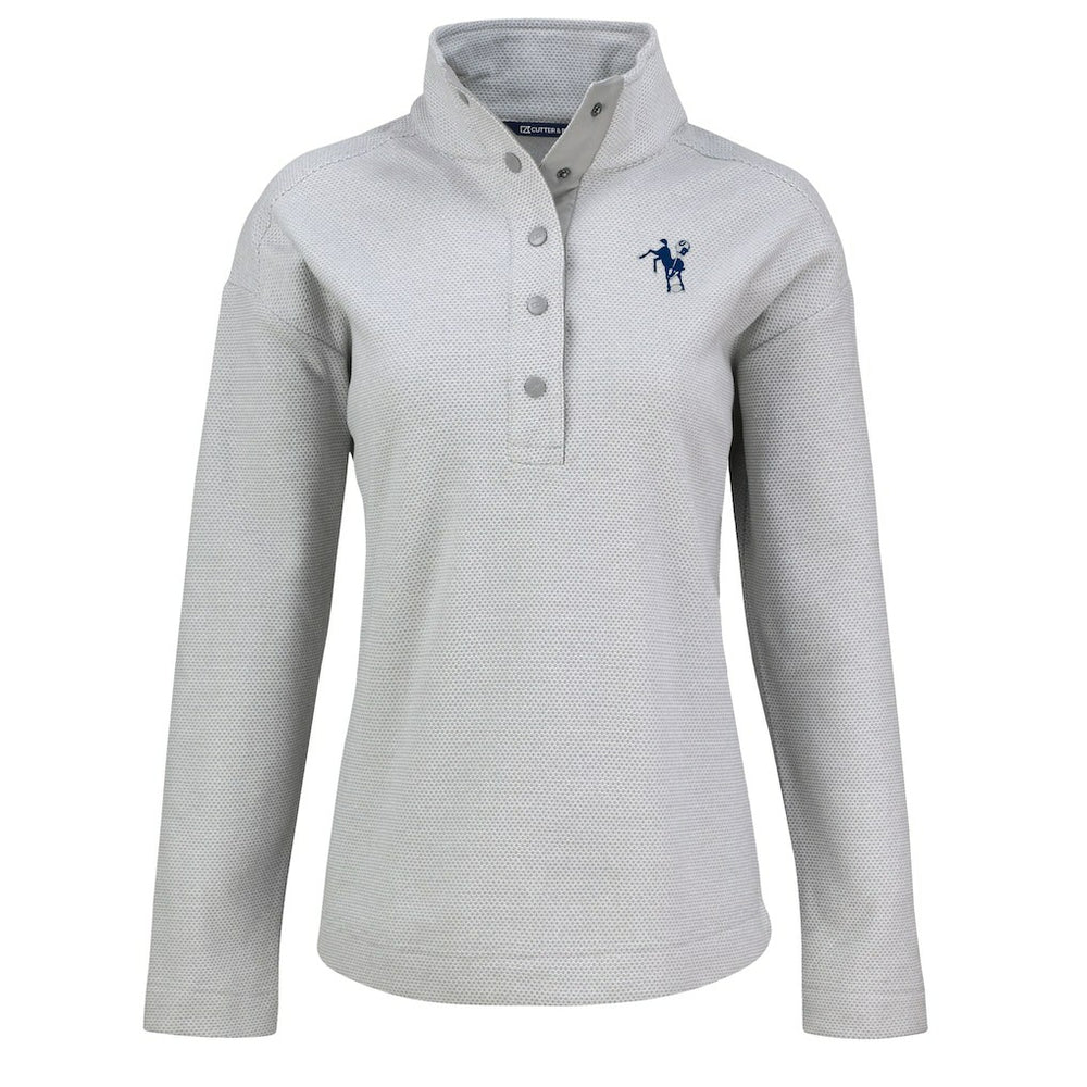 Indianapolis Colts Cutter & Buck Women's Hunts Point Eco Half-Snap Sweatshirt - Gray Sweatshirts
