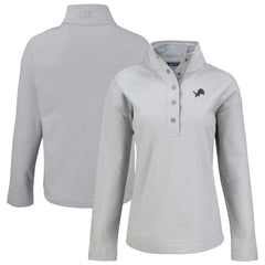 Detroit Lions Cutter & Buck Women's Hunts Point Eco Half-Snap Sweatshirt - Gray Sweatshirts
