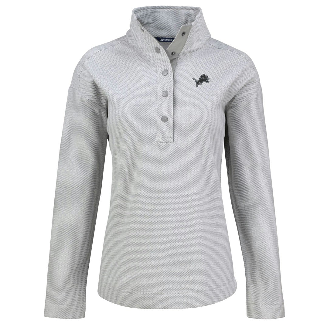 Detroit Lions Cutter & Buck Women's Hunts Point Eco Half-Snap Sweatshirt - Gray Sweatshirts