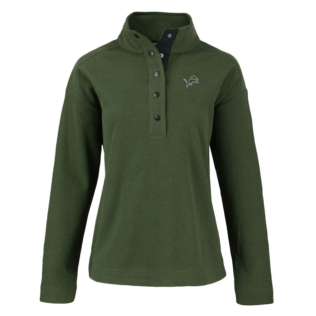 Detroit Lions Cutter & Buck Women's Hunts Point Eco Half-Snap Sweatshirt - Green Sweatshirts