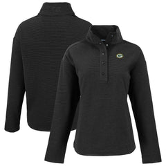 Green Bay Packers Cutter & Buck Women's Hunts Point Eco Half-Snap Sweatshirt - Black Sweatshirts