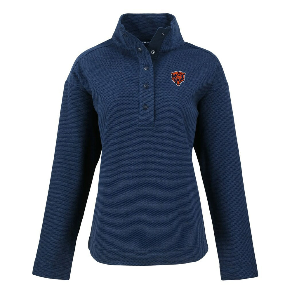 Chicago Bears Cutter & Buck Women's Hunts Point Eco Half-Snap Sweatshirt - Navy Sweatshirts