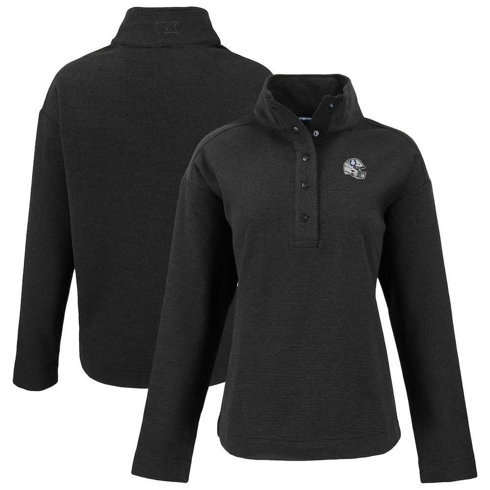 Indianapolis Colts Cutter & Buck Women's Hunts Point Eco Half-Snap Sweatshirt - Black Sweatshirts