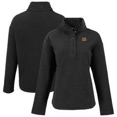 Cincinnati Bengals Cutter & Buck Women's Hunts Point Eco Half-Snap Sweatshirt - Black Sweatshirts