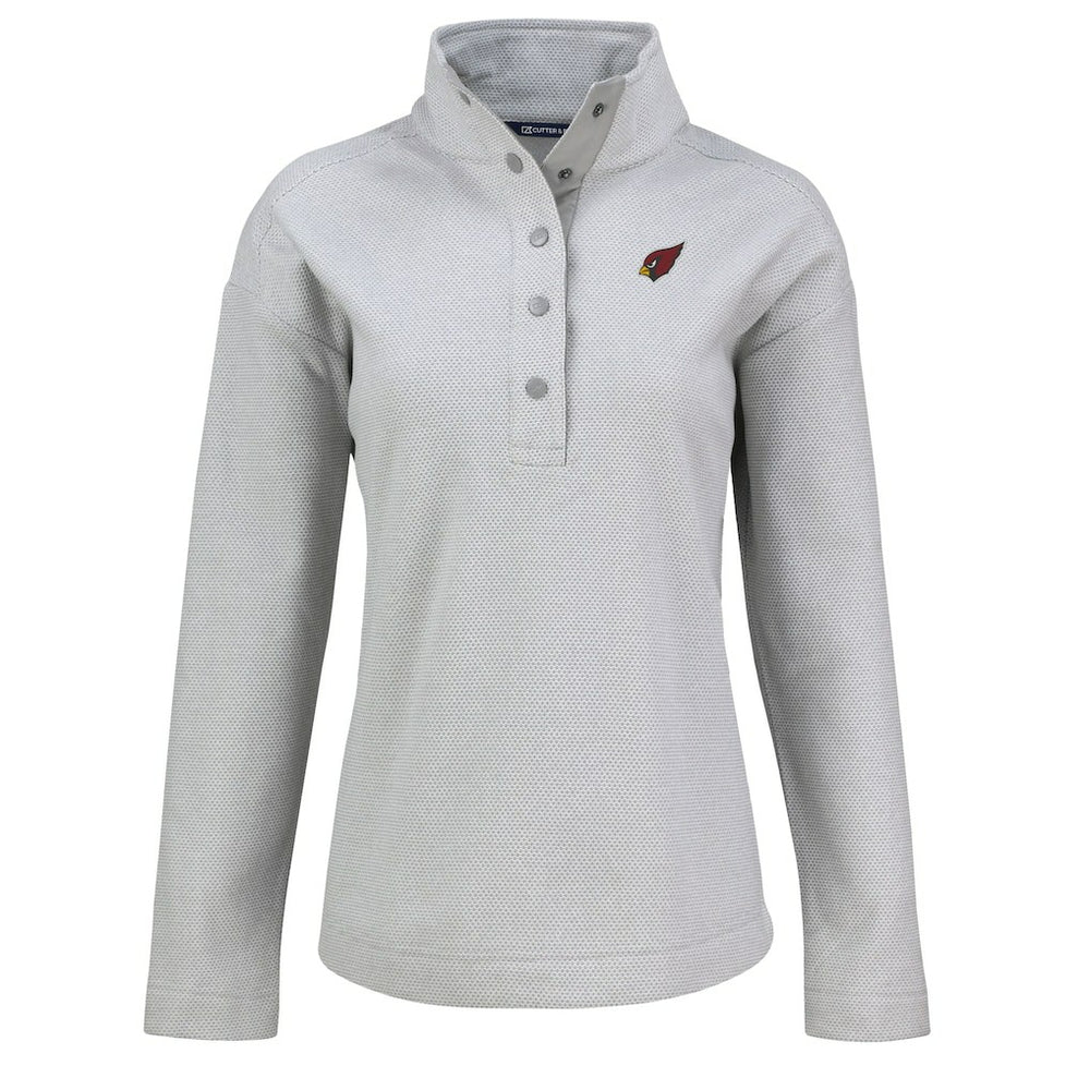 Arizona Cardinals Cutter & Buck Women's Hunts Point Eco Half-Snap Sweatshirt - Gray Sweatshirts