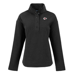 Kansas City Chiefs Cutter & Buck Women's Hunts Point Eco Half-Snap Sweatshirt - Black Sweatshirts