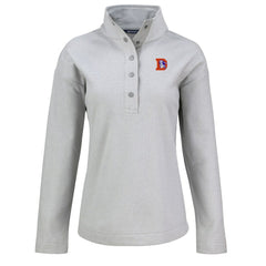 Denver Broncos Cutter & Buck Women's Hunts Point Eco Half-Snap Sweatshirt - Gray Sweatshirts