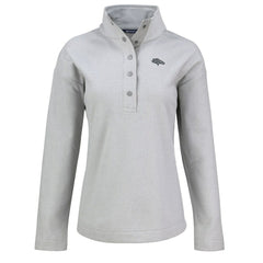 Denver Broncos Cutter & Buck Women's Hunts Point Eco Half-Snap Sweatshirt - Gray Sweatshirts