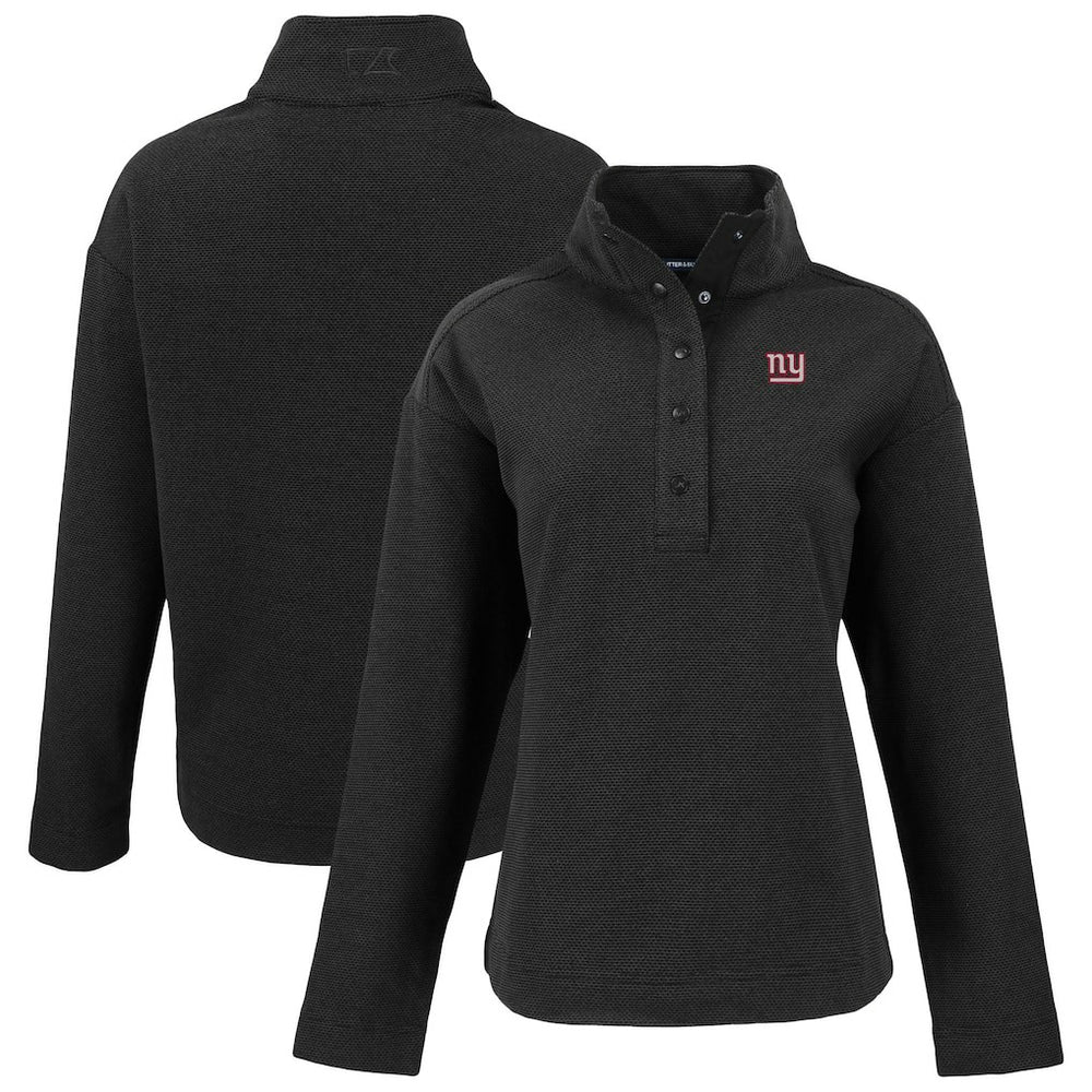 New York Giants Cutter & Buck Women's Hunts Point Eco Half-Snap Sweatshirt - Black Sweatshirts
