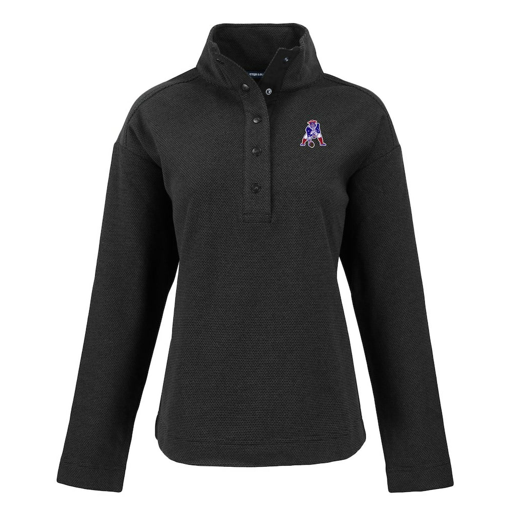 New England Patriots Cutter & Buck Women's Hunts Point Eco Half-Snap Sweatshirt - Black Sweatshirts
