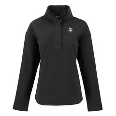 Minnesota Vikings Cutter & Buck Women's Hunts Point Eco Half-Snap Sweatshirt - Black Sweatshirts
