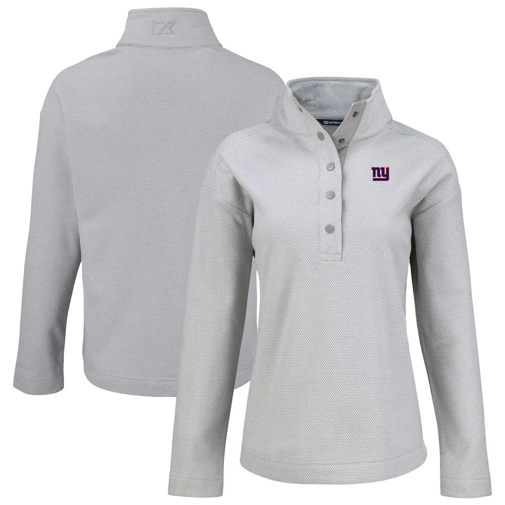 New York Giants Cutter & Buck Women's Hunts Point Eco Half-Snap Sweatshirt - Gray Sweatshirts