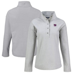 New York Giants Cutter & Buck Women's Hunts Point Eco Half-Snap Sweatshirt - Gray Sweatshirts
