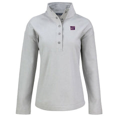 New York Giants Cutter & Buck Women's Hunts Point Eco Half-Snap Sweatshirt - Gray Sweatshirts