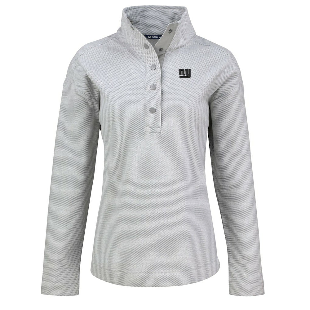 New York Giants Cutter & Buck Women's Hunts Point Eco Half-Snap Sweatshirt - Gray Sweatshirts