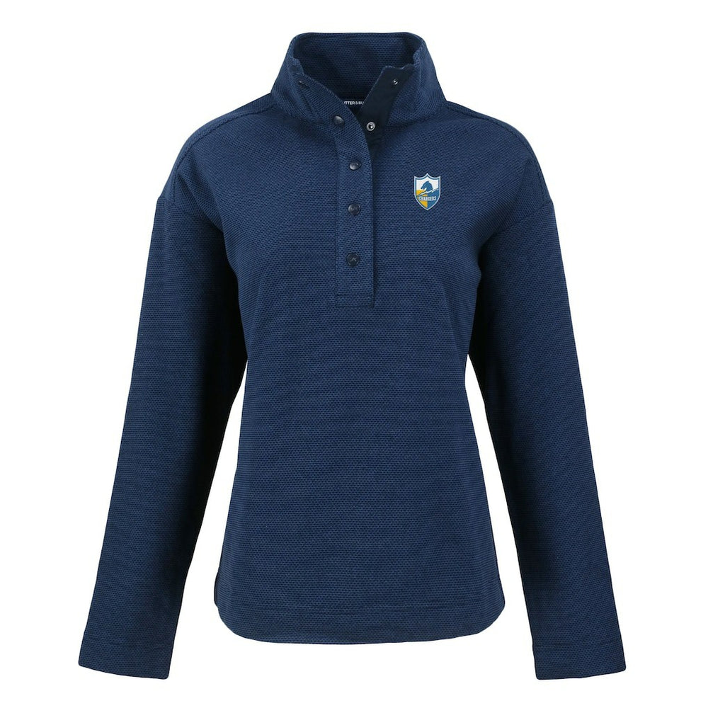 Los Angeles Chargers Cutter & Buck Women's Hunts Point Eco Half-Snap Sweatshirt - Navy Sweatshirts