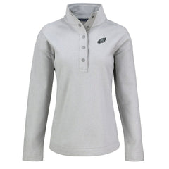 Philadelphia Eagles Cutter & Buck Women's Hunts Point Eco Half-Snap Sweatshirt - Gray Sweatshirts