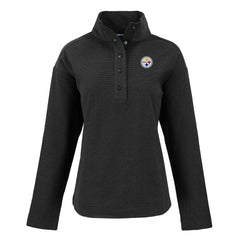 Pittsburgh Steelers Cutter & Buck Women's Hunts Point Eco Half-Snap Sweatshirt - Black Sweatshirts