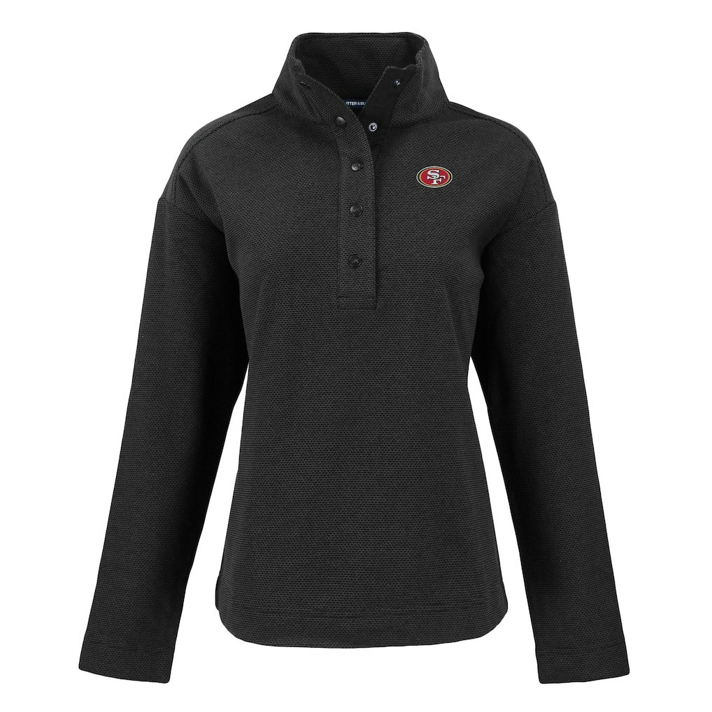 San Francisco 49ers Cutter & Buck Women's Hunts Point Eco Half-Snap Sweatshirt - Black Sweatshirts