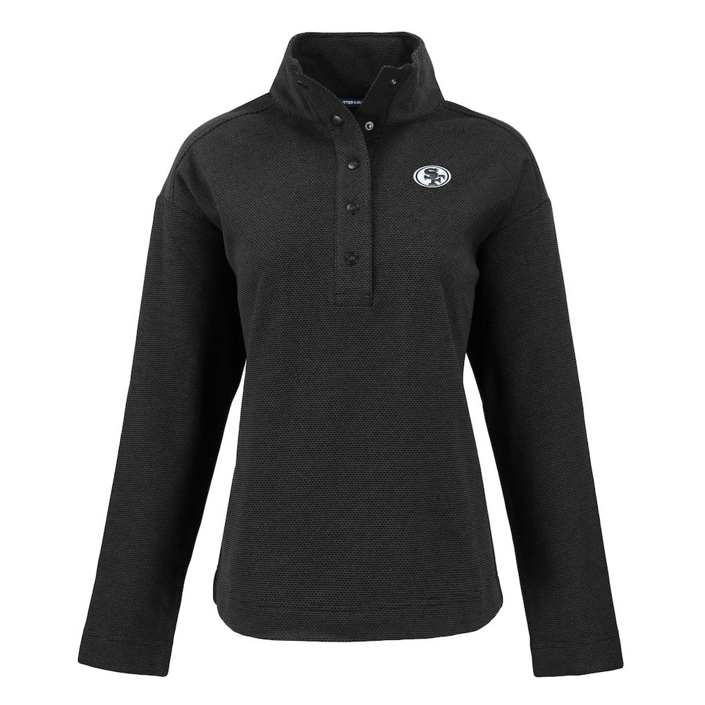 San Francisco 49ers Cutter & Buck Women's Hunts Point Eco Half-Snap Sweatshirt - Black Sweatshirts